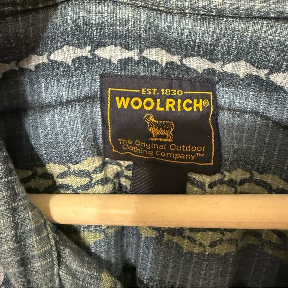 Woolrich Blue and Yellow Fishing Patterned Casual Shirt - Picture 3 of 9